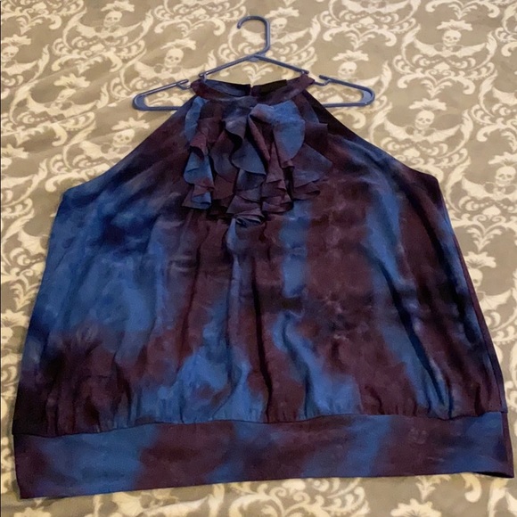 Lane Bryant Tops - Lane Bryant Purple/ Blue Ruffled Neckline Blouse